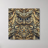 Steampunk Metal Gears en Uil Canvas Afdruk (Voorkant)