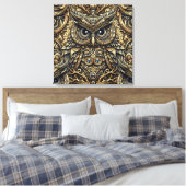 Steampunk Metal Gears en Uil Canvas Afdruk (Insitu (Slaapkamer))