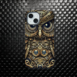 Steampunk Metal Gears en Uil iPhone 15 Case