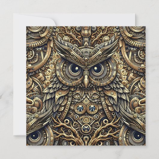 Steampunk Metal Gears en Uil Kaart (Voorkant)