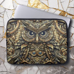 Steampunk Metal Gears en Uil Laptop Sleeve<br><div class="desc">Steampunk metal uil. Decoupage metalen tandwielen ai art. Steampunk laptophoes.</div>