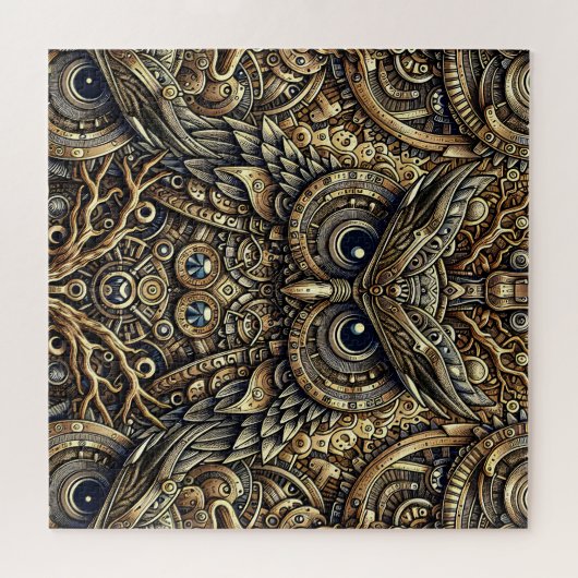 Steampunk Metal Gears en Uil Legpuzzel (Horizontaal)