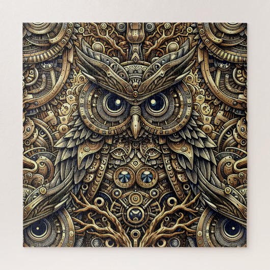 Steampunk Metal Gears en Uil Legpuzzel (Verticaal)
