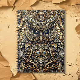 Steampunk Metal Gears en Uil Notitieboek
