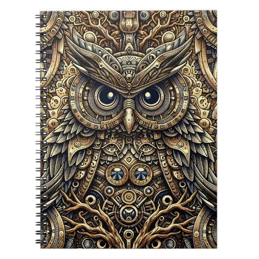 Steampunk Metal Gears en Uil Notitieboek (Voorkant)