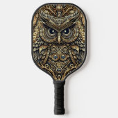 Steampunk Metal Gears en Uil Pickleball Paddle (Voorkant)