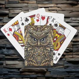Steampunk Metal Gears en Uil Pokerkaarten