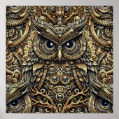 Steampunk Metal Gears en Uil Poster (Voorkant)