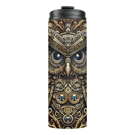 Steampunk Metal Gears en Uil Thermosbeker (Voorkant)