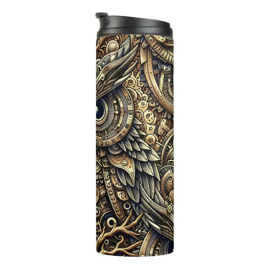 Steampunk Metal Gears en Uil Thermosbeker (Geroteerd rechts)