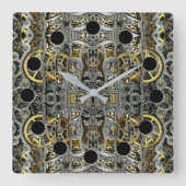 Steampunk Metal Gears Square Wall klok (Voorkant)