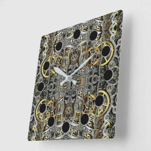 Steampunk Metal Gears Square Wall klok (Hoek)