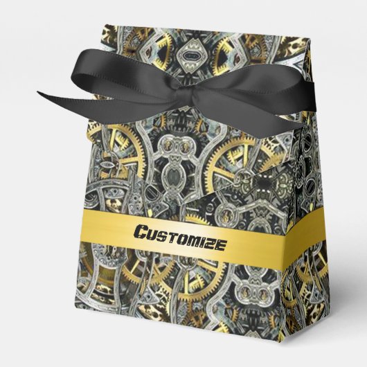 Steampunk Metal Gears Tent Favor Box Bedankdoosjes (Voorkant Zijde)
