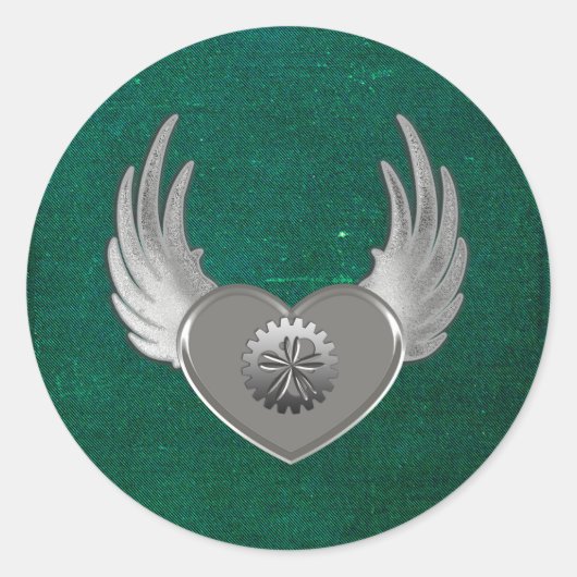 Steampunk Metal Heart Ronde Sticker (Voorkant)