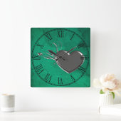 Steampunk Metal Heart Vierkante Klok (Huis)