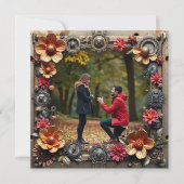 Steampunk Metalen Bloemen Gepersonaliseerde Huweli Save The Date (Voorkant)