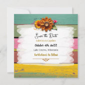 Steampunk Metalen Bloemen Gepersonaliseerde Huweli Save The Date (Achterkant)