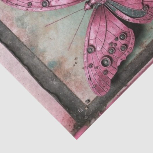 Steampunk Metalen Vlinder Decoupage Tissuepapier (Detail)