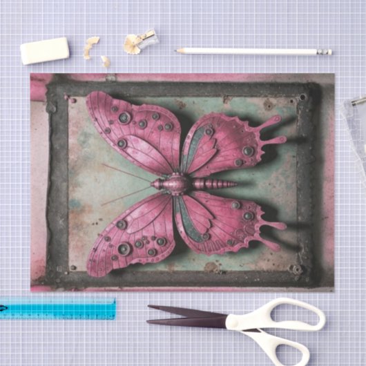 Steampunk Metalen Vlinder Decoupage Tissuepapier (Craft)