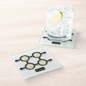 Steampunk Meters & Gages  Plaque Glazen Onderzetter (Schuin)