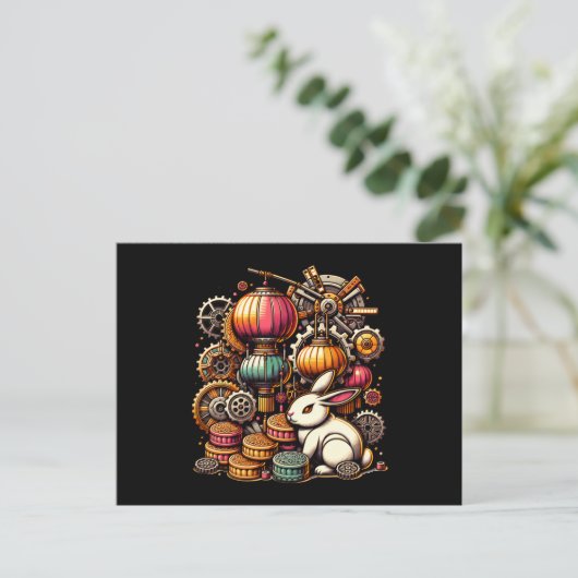 Steampunk Mid Autumn Festival Briefkaart (Staand voorkant)
