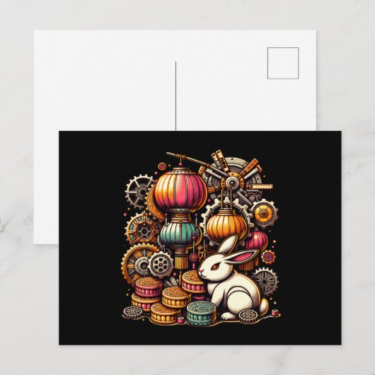 Steampunk Mid Autumn Festival Briefkaart (Voorkant / Achterkant)