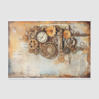 Steampunk Mixed Media in zachte roestige tinten Tissuepapier