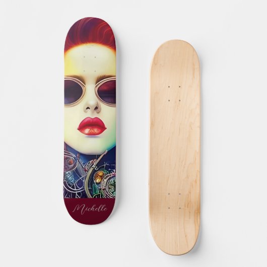Steampunk Mode Diva Girl Persoonlijk Skateboard (Voorkant)