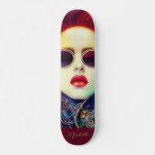 Steampunk Mode Diva Girl Persoonlijk Skateboard (Voorkant)