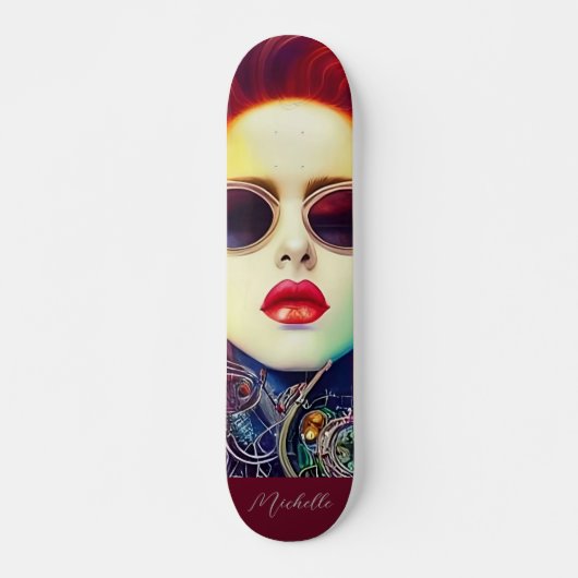 Steampunk Mode Diva Girl Persoonlijk Skateboard (Voorkant)
