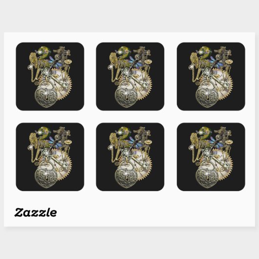 Steampunk-Mode Vierkante Sticker (Vel)