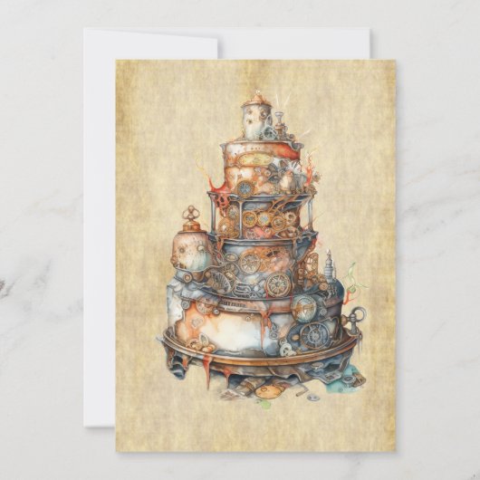 Steampunk Modern Rings Minimalistisch Kaart (Achterkant)