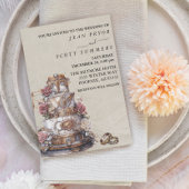 Steampunk Modern Simple Cake Rings Wedding Kaart