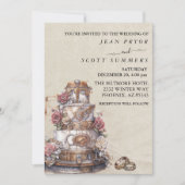 Steampunk Moderne Eenvoudige Cake Ringen Trouwen Kaart (Voorkant)