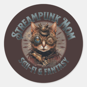 Steampunk Moeder Cat Ronde Sticker