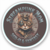 Steampunk Moeder Cat Sticker (Voorkant)