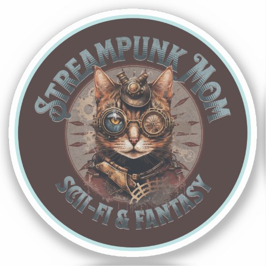 Steampunk Moeder Cat Sticker (Voorkant)