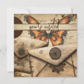 steampunk | monarchvlinder | Leren verjaardag Kaart (Voorkant)