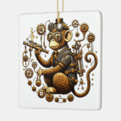 Steampunk Monkey met Ray Pistool Keramisch Ornament (Links)
