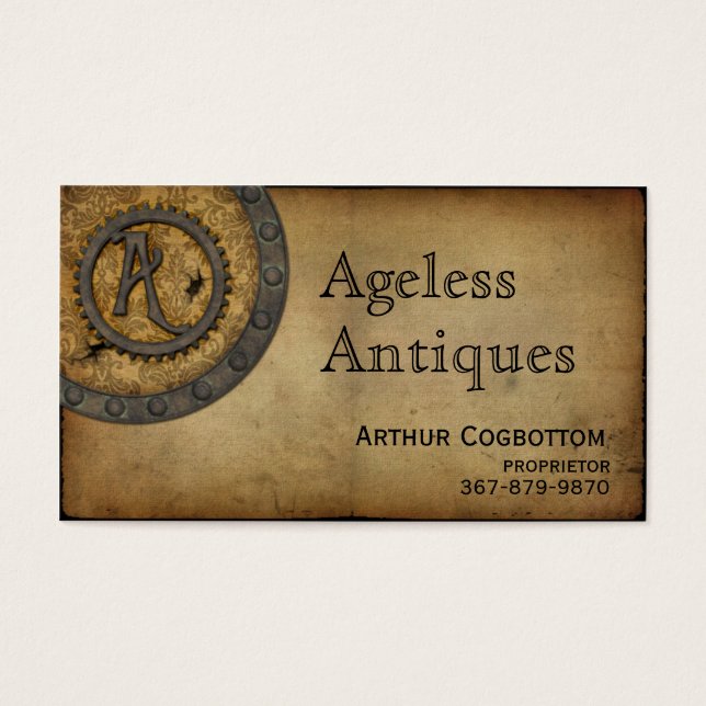  Steampunk Monogram A Visitekaartjes (Voorkant)