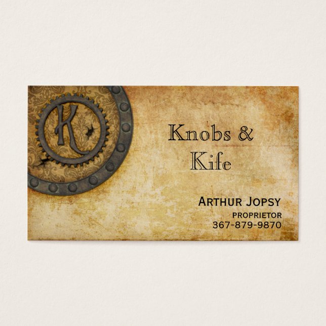 Steampunk Monogram Antiek K Visitekaartje (Voorkant)