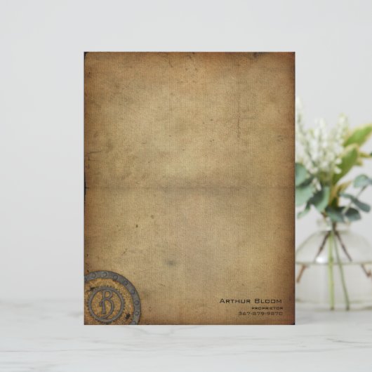 Steampunk Monogram B Briefhoofd Sjabloon (Staand voorkant)
