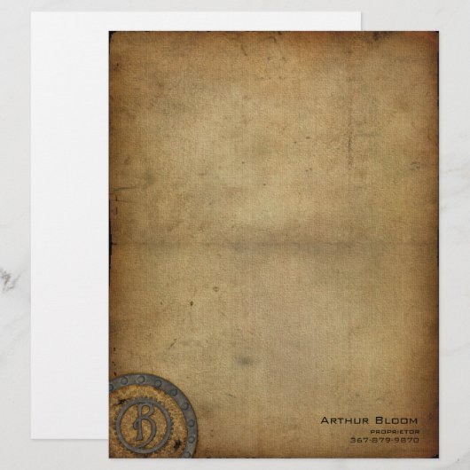 Steampunk Monogram B Briefhoofd Sjabloon (Voorkant / Achterkant)