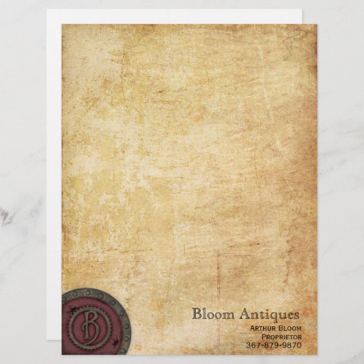  Steampunk Monogram Claret B Briefhoofd Ontwerp (Voorkant / Achterkant)