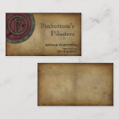 Steampunk Monogram Claret F Visitekaartje (Voorkant / Achterkant)