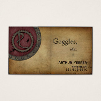 Steampunk Monogram Claret P Visitekaartje