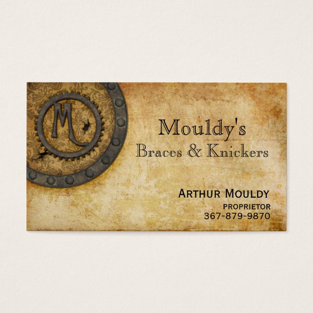 Steampunk Monogram  M Visitekaartje (Voorkant)