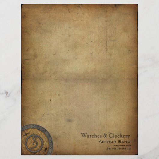  Steampunk Monogram S Persoonlijk Briefhoofd (Voorkant)
