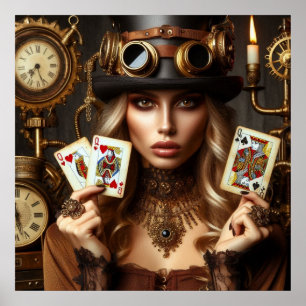 Steampunk Mooie Koningin van de Harten Poster
