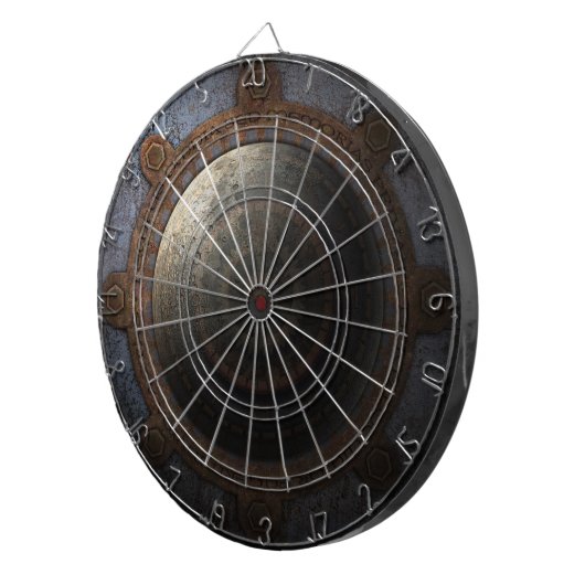 Steampunk Moon Clock Time Metal Gears Dartbord (Voorkant Rechts)